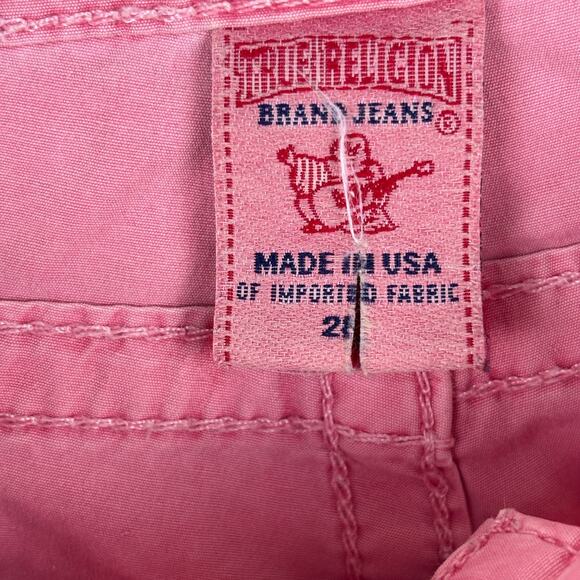 True Religion Pink Cuffed Denim Shorts | Size 28 | Made in USA - Picture 5 of 12